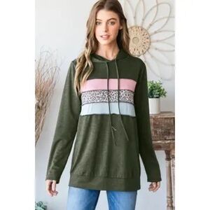 Hunter green colorblock hoodie
